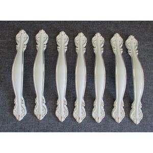 7 Keeler Brass Co Cream Gold French Provincial Drawer Pulls Handles 3" Centers